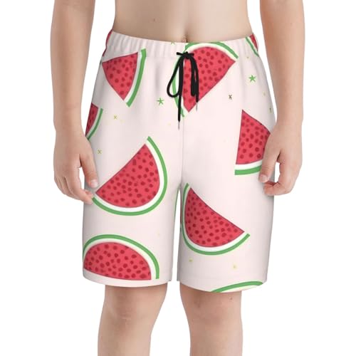 Pink Watermelon Youth Beach Pants, Soft and Breathable, with Drawstring Waist, Suitable for Sports and Leisure.3