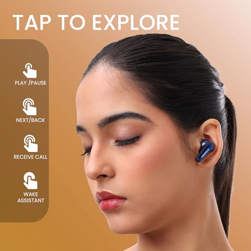 Image of FIREGOLD New Blastpods Wireless Earbuds with 4 Mic ENC, HD Sound Quality, 48 Hours Battery Backup (Blue /Grey)