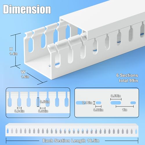 Image of 1.4 inchH x 1.6 inchW Cable Raceway, 99in Under Desk Wire Management Channel, White