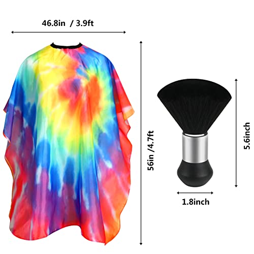 Image of FEBSNOW Barber Cape Professional Hair Cutting Cape with Neck Duster Brush | Full Coverage Haircut Apron for Adults, 47x56 inches, Adjustable Neckline, Keep Clothes Clean Dry, Home Salon Barber Supplies