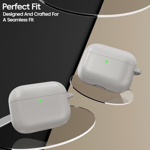 Image of Sounce Earphone Case Cover Compatible with Airpods Pro 3 / 3rd Generation TWS Soft Silicone Skin Case Cover Shock Absorbing Protective Case with Keychain [Front LED Visible] - Grey