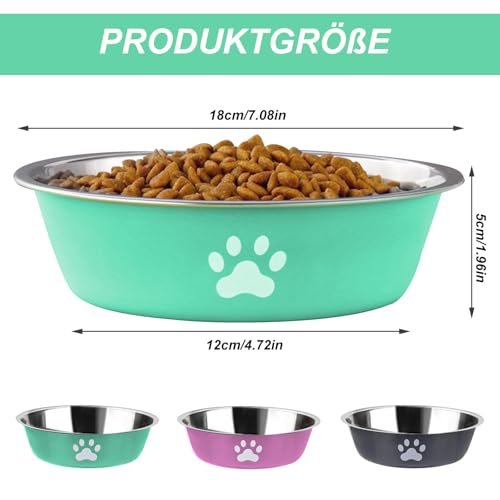 Hundenapf 3 Stück Fressnapf Hund Edelstahl - 860ml Hundenäpfe Rutschfest Wassernapf und Futternapf Hundenapf Rutschfest mitRutschfestem Silikonboden fürKleine Mittelgroße und Große Hunde undKatzen (3)