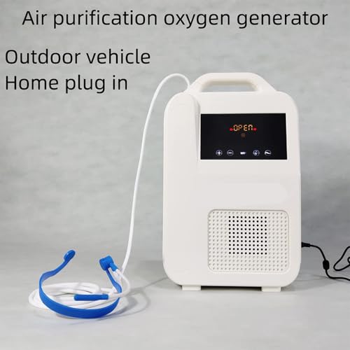 Appareil électrique portable à oxygène – Booster d'air à ions négatifs avec canule et étui de transport – Machine à oxygène compacte pour la maison, les voyages, l'extérieur et la voiture