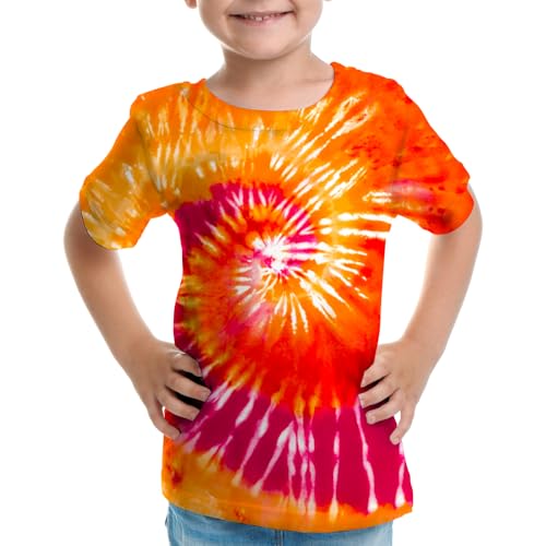 Image of Big Kids Tie Dye Shirt for Boys Girls Short Sleeve Hippie Tshirt Senior Tee