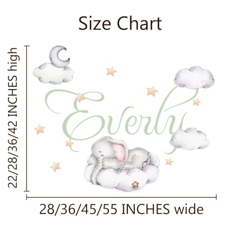 Vinilo Decorativo Infantil Elefante Acuarela Personalizable miniatura 6