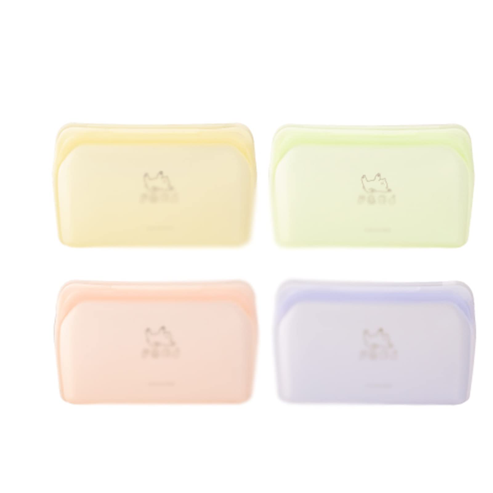Bolsa de Almuerzo, Bolsa de Almacenamiento Reutilizable de Silicona, contenedor de Almacenamiento de preparación de Alimentos, for Horno, microondas, lavavajillas, 4 Piezas