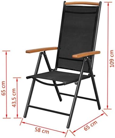 BIGTO Folding Garden Chair Aluminium and Textilene Outdoor Chair Garden Furniture (Black,4 Pcs)