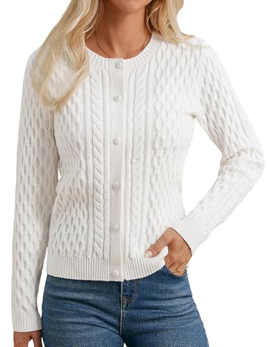 GRACE KARIN White Cable Cardigan for Women Dressy...