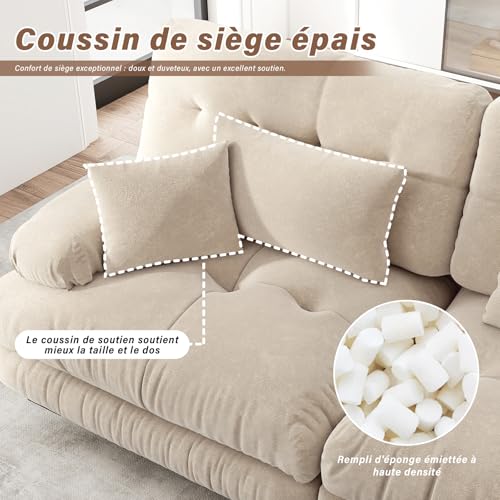 Canapé d’angle modulable 3 places chenille taupe SoarFlash