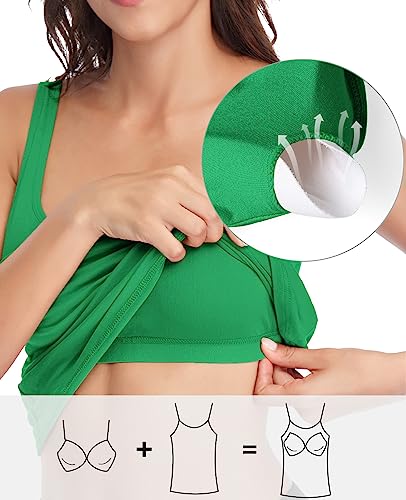 Image of V FOR CITY Tank Top for Women with Built-in Padded Bra Adjustable Wide Strap Camisole Cotton Cami Shirts
