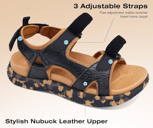 Image of KuaiLu Mens Hiking Sandals with Orthopedic Arch Support Footbed | Sport Recovery Athletic Walking Sandals For Man Outdoor Summer Casual Thick Cushion Beach Water Fisherman Sandal Size 7-15