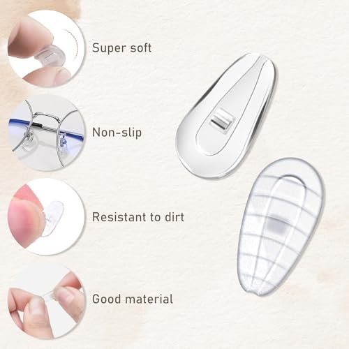 EKIND Ultra-Soft Silicone Nose Pads for Glasses, Anti-Slip & Pressure-Reducing Air Chamber Nose Pads, (5 Pairs Super Soft + 5 Pairs Anti-Slip + One Eyeglass Screwdriver)