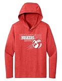 CornBorn Nebraska Huskers Volleyball Huskers x 3 Long Sleeve Hooded Shirt - Red - Medium