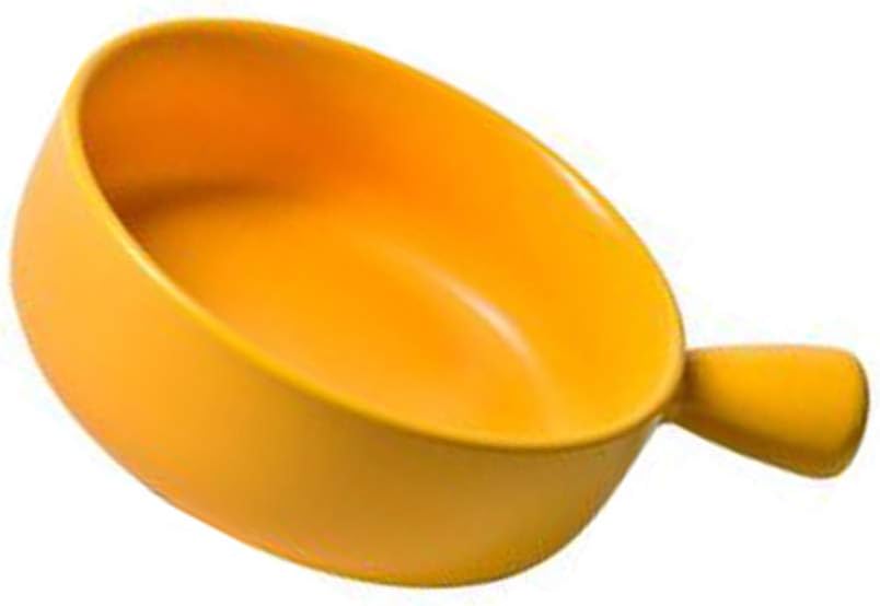 Hemoton Ceramic Matte Baking Dish: Yellow Round Dinner Plates Oven Safe Roasting Lasagna Pan with Handle Round Dish