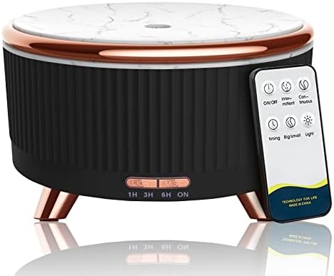Diffusers for Essential Oils Large Room Humidifier, 500ml Aromatherapy Diffuser Cool Mist Humidifier with Remote Control,7 Colors Lights & 3 Mist Mode Waterless Auto Off for Women Office Home Black