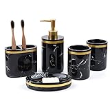 badezimmer zubehör set grau ❤❤Premium-Material: Unsere Badezimmer-Zubehör-Sets bestehen aus hochwertigem Harzmaterial mit besserer Textur. Nach hervorragender Technologie ist die Oberfläche glatt und glänzend, so dass es leicht ist, sie zu reinigen, waschen Sie sie einfach mit Seifenwasser und einem weichen Tuch. Modisch und langlebig, ihr Aussehen bleibt im Laufe der Zeit elegant und neuartig.