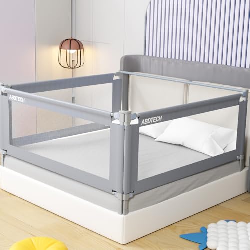 Image of Abdtech Bed Guard Rail for Toddlers - 3 Sides Safety Baby Bed Rail Guard with Reinforced Large S-Shape, Infants Height Adjustment Guardrail for Queen Size Bed -3 Pack, 78.7x78.7x59”