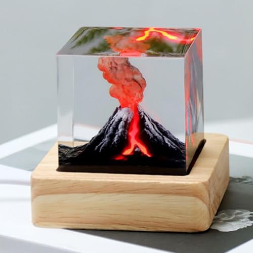 Lampe volcan LED rouge avec simulation d'éruption et colonne d'eau - 5