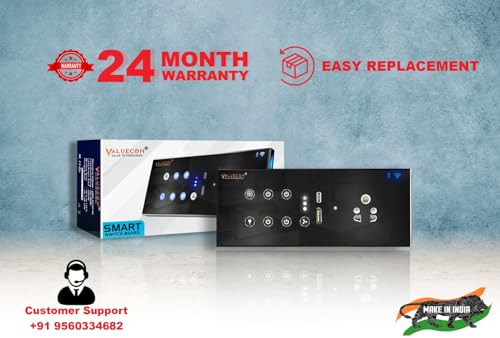 Image of i380 6 modular Smart Wifi Switch Board with 4 Switch,1 Fan,1 Socket, C & A type USB charging ports| App Control, Voice-controlled by Alexa, G. Home, G. Assistant-Black