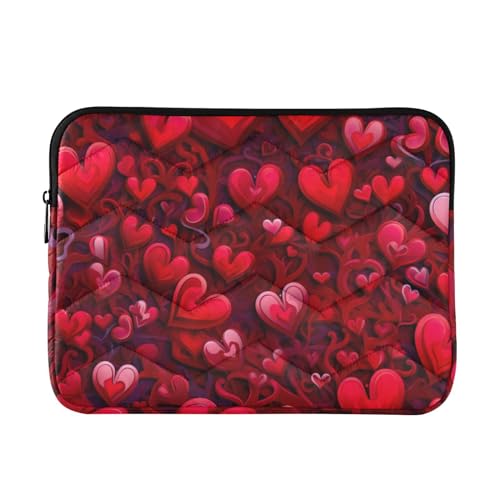 Funda para portátil 13-14 pulgadas con patrón de corazones rojos