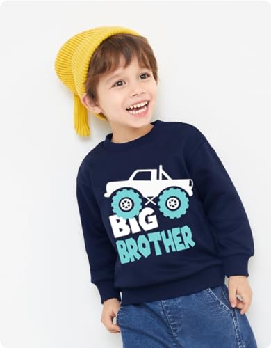 Camiseta Big Brother para bebês meninos Big Bro Announcement camiseta estampada gola redonda manga c