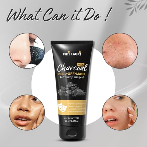 Image of Men Charcoal Peel Off Mask | Face Deep Cleansing Charcoal Face Mask for Men | Blackhead, Whitehead Dead Skin Removal | For All Skin Types | Pack 1