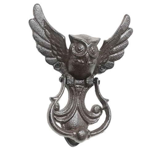 LeeQinersw Owl Door Knocker Vintage Decorative Accessory Heavy Duty Iron Construction Sturdy Exterior Door Hardware Easy to Install Suitable for Home Entrance Ga