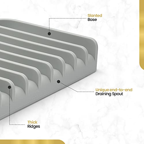 Effilogic Kitchen Soap Tray - Dish Soap Holder For Kitchen Counter Kitchen Sink Sponge Holder Sink Protectors For Kitchen Sink Organizer Drying Mat For Kitchen Counter Bathroom Soap Holder Large Grey #TOP4