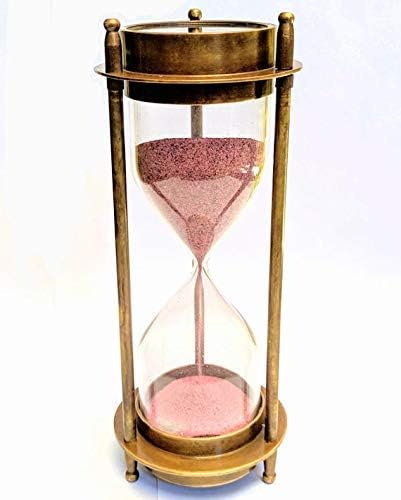7" Nautical Brass Sand Timer Hourglass with Maritime Brass Compass Table Decorative Rustic Vintage Home Decor Gifts
