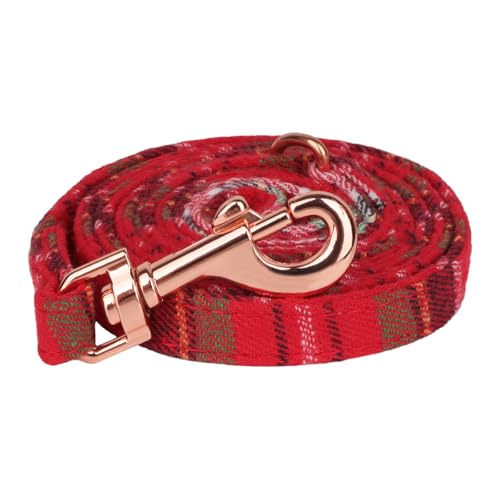 PTDECOR Christmas Dog Leash, Red Plaid Dog Christmas Leash for Small Dogs Pets