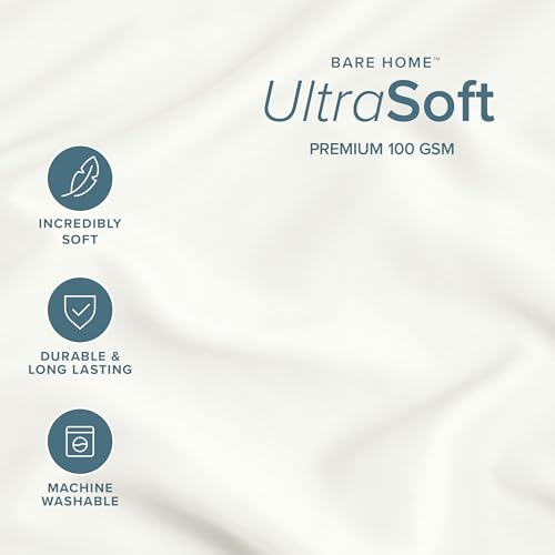 Image of Bare Home Microfiber Pillow Cases - Standard Size Set of 2 - Cooling Pillowcases - Double Brushed - Easy Care - Envelope Closure (Standard Pillowcase Set of 2, Cream)