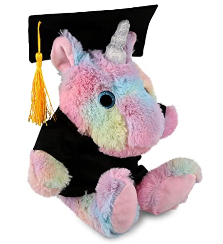 Dollibu Sitting Rainbow Unicorn Graduation Plush Toy - Super Soft Plush Graduation Stuffed Animal Dress Up Gown, Cap And Tassel Outfit - Congratulatory Graduation Gift With Personalization – 10 Inch #TOP8