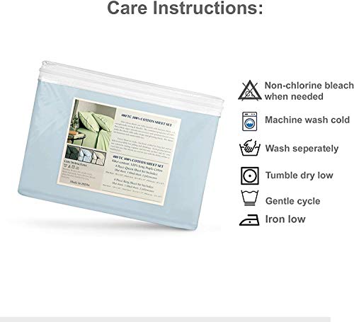 400 Thread Count 100% Cotton Baby Blue Standard Pillowcase Size Sateen Weave Standard Pillowcase Set Highly Breathable, Easy Care, Premium Soft Silky,Oeko Tex Certified #TOP5