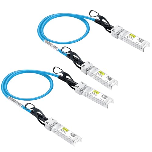 10Gtek Blue Colored 10G SFP+ DAC Cable - Twinax SFP Cable for Ubiquiti UACC-DAC-SFP10-0.3M, 0.3-Meter(1ft), Pack of 2