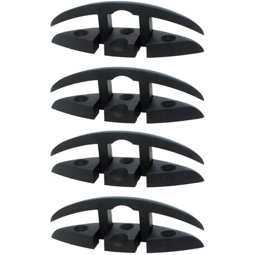 Folding Boat Cleats, Set of 4, 5-Inch Nylon Dock Cleats, Black Flip-Up Cleats with Screws, Easy to Install, Space-Saving Design