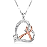WTYIM 1CT Moissanite Breast Cancer Survivor Necklace for Women 14K Gold Plated S925 Silver Moissanit