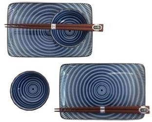 Set de Sushi para Dos Tansu Cerámica Azul y Blanco
