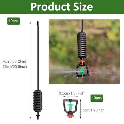 Image of HASTHIP Hanging Drip Irrigation Kit - Hanging Garden Sprayer - 60CM Rain Fall Sprinkler - 360 Rotary Sprinkler Automatic Irrigation Equipment - Plant Watering Spray for Greenhouses, Garden (10Pcs)