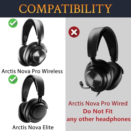 Image of SOULWIT Earpads for Arctis Nova Pro Wireless /Nova Elite - Black | (Not Fit Nova Pro Wired), for SteelSeries Arctis Nova Pro Wireless /Arctis Nova Elite Headphones