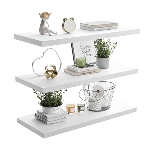 JPND Wall Shelf Set of 3, White Floating Shelves 30