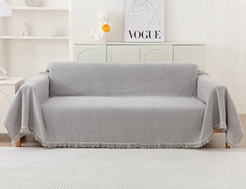 HomeFirst 北欧風 マルチカバー 長方形 大判 マルチカバーソファー 180*300cm ソファーカバー 2 3 人掛け シェニール おしゃれ ブランケットフリンジ付き ベッドカバー カウチ ベッドカバー 毛布 無地 テーブルクロス 柔らかく軽く 吸湿 通気 速乾 洗える 四季通用