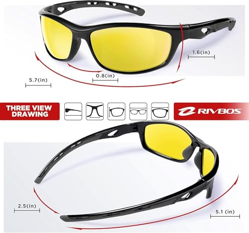 Image of RIVBOS Sunglasses for Men Women Polarized UV Protection Sports Fishing Driving Shades Cycling RB833