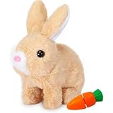 Auzlya Elektrisches Hüpfendes Plüschtier,Hüpfendes Kaninchen,Hüpfendess Kaninchen,Interaktives elektronisches mit Geräuschen Bewegungen Gehen Wackeln Ohren für Ostergeschenke