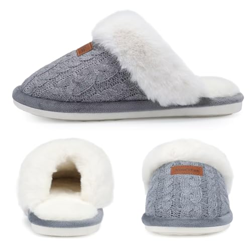 Women's Fuzzy Memory Foam Cozy House Slippers with Soft Faux Fur Lining2