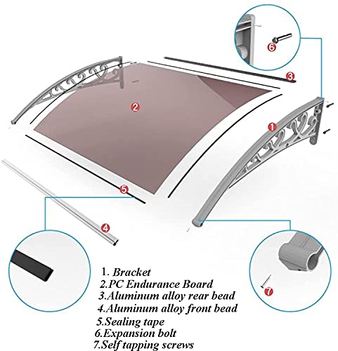 Roofing Canopies Outdoor Rain Shelter Uv Protection Decoration For Balcony Patio Front Door Window Awning Canopy(Color:clear;Size:150X300Cm) #TOP5
