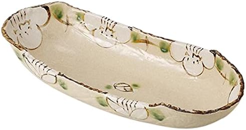 せともの本舗 Set of 5 Yamacha Flower Oval Serving Bowl, 15.7 x 6.8 x 2.8 inches (40.3 x 17.4 x 7 cm), 4.6 oz (1,70 g), [Moribot] [Restaurant, Commercial Use]