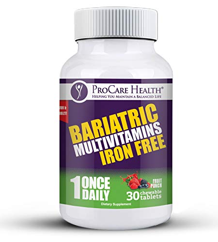 Once Daily Bariatric Multivitamin | Chewable | Iron Free L Fruit Punch | 30 Count #TOP6