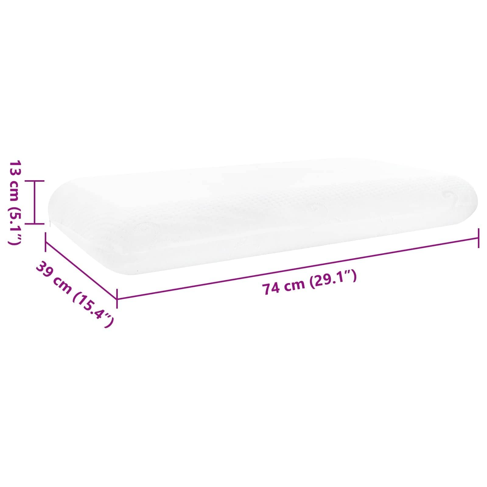 Cojín de sueño rectangular blanco, 74 x 39 x 13 cm, cojín hipoalergénico de espuma de memoria de alta densidad con funda de poliéster suave, diseñado para apoyar el cuello