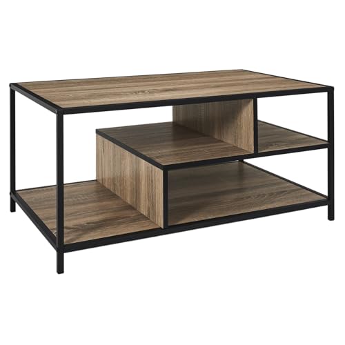 HOME DECO FACTORY - HD0509, Table Basse Édison Design Moderne avec Rangement Intégré, Conçue pour Salon, Facile à Entretenir, Dimensions 90x42x55 cm, Couleur Marron...