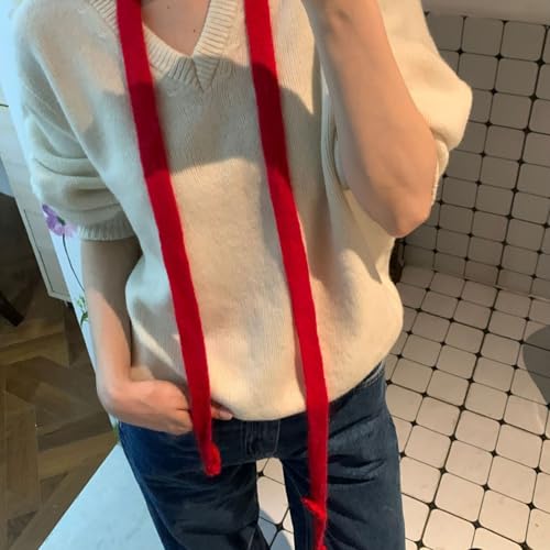 Knit Scarf, Knit Scarf for Women, Long Skinny Belt Necktie Neck Scarf, Girls Photo Props Long Neckerchief, Skinny Scarf Necktie3